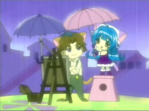 anime Charat - drawing, rain, girl with umbrella    