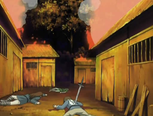 anime Elfen Laid - fire on houses