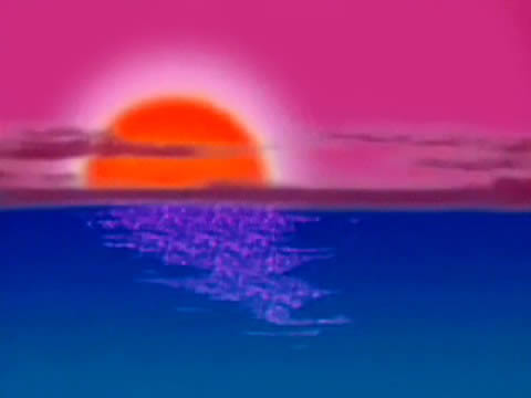 anime аниме Psychic Academy Aura Bansho - sunset закат солнца на море