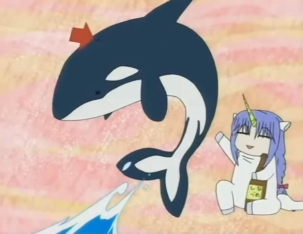 anime damekko doubutsu 01 Sakamata познавательные моменты в аниме: киты,касатки,дельфины дышат через дыхало (сверху головы)