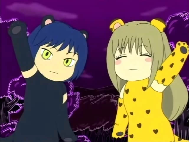 pantera Kuron-chan + neko Chiiko-chan - anime Damekko Doubutsu ~ Useless Animals ~ Бесполезные зверюшки
