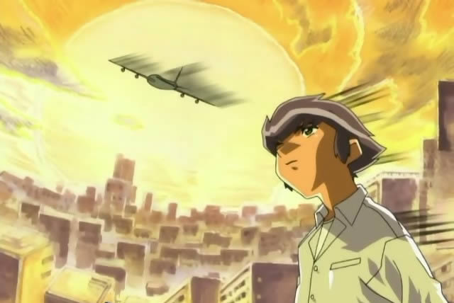 anime Girl Next Door 03 airplane goodbye love улетающий самолёт на фоне солнца и города