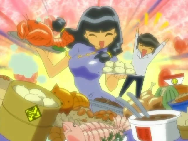 anime Tonari no Onee-san 07 стол ломится от еды 