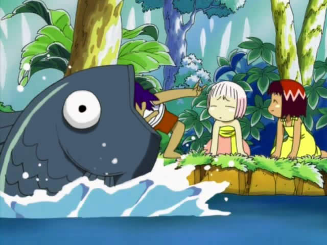 Jungle wa Itsumo Guu anime 06 fishing рыбалка гигантская рыба
