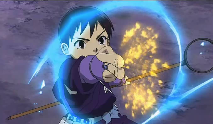 anime Kekkaishi - 12 Сумимура Ёшимори, энергия из пальцев аниме