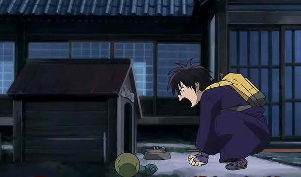 anime Kekkaishi 19 Shouzoku's house вызывает Мадарао из будки