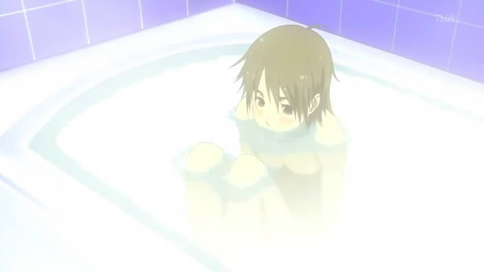 anime Overdrive 04 bathroom аниме одинокий парень в ванной расслабился