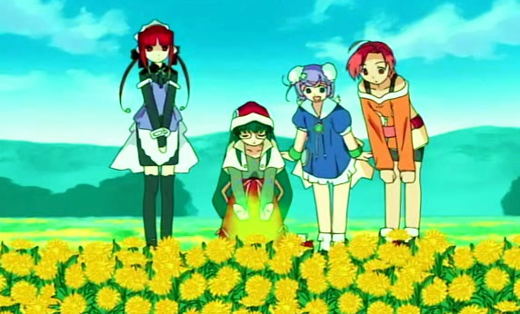anime аниме Popotan - dandelion поле одуванчиков общение с цветами