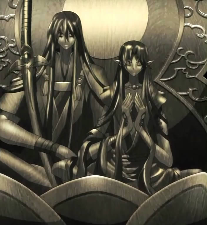 anime tsubasas chronicle 2 - statues Ashura and Yasha аниме статуя Ашура и Яша
