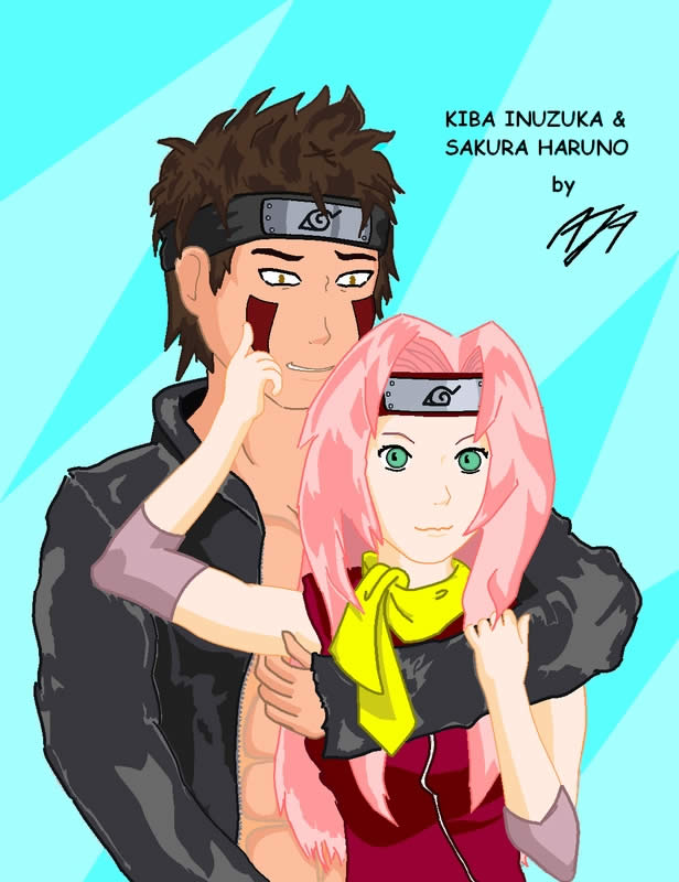 anime Naruto - Kiba and Sakura