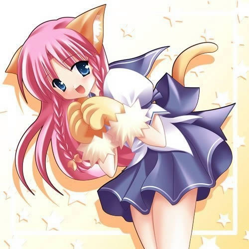 neko anime girl 01 девочка-кошка с косичками